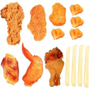 Kids Kitchen Play Food Set,Fake Fried Chicken Legs,Simulated Chicken Wings,Children Kitchen Toy Decoration,Restaurant Window Display Props,Fake Fried Chicken Food Model Set