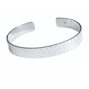 Silver Bangle For Men | 11mm Hammered Cuff Bangle Bracelet for Women and Men - 925 Sterling Silver, adjustable Size