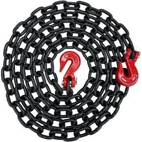 Falcon Cargo 5/16" X 12' Grade 80 Transport Binder Chain - 3500LB WLL - Clevis Grab Hook, Tie-Down, Towing