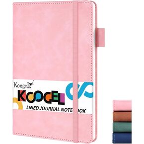 دفتر يوميات Koogel بغلاف مقوى، دفتر ملاحظات تنفيذي بقياس A5 جامعي 100 ورقة للنساء هدية مكتب مجلة السفر المدرسية، بني