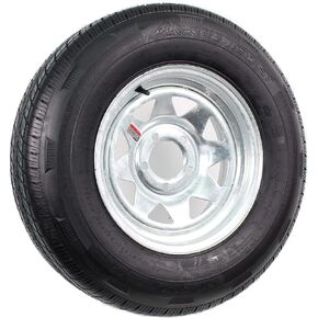 eCustomRim Mounted Radial Trailer Tire On Rim ST205/75R14 LRC 5 Lug Galvanized Spoke Wheel - 6 Year Warranty w/Free Roadside
