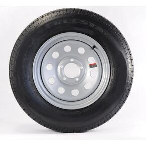 eCustomRim Mounted Trailer Tire On Rim ST175/80D13 175/80 13 LRC 5 Lug Silver Modular Wheel - 2 Year Warranty w/Free Roadside