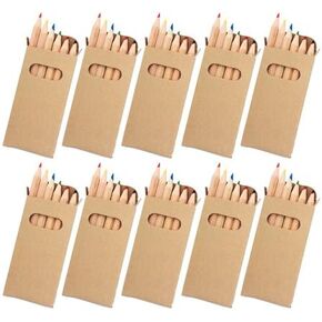 eBuyGB Kids Mini Coloring Pencils - Set of 6 Assorted Colors - Bulk Party Favors for Birthday Parties - Pre-Sharpened - Non-Toxic Colored Pencils for Kids (Pack of 10)