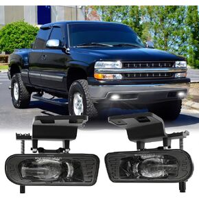 RAMJET4X4 Upgraded LED Fog Lights Fog Lamps Replacement Clear Lens with Bulbs Compatible with 1999-2002 Chevy Silverado 1500 2500, 2000-2001 Silverado 3500, 2000-2006 Chevrolet Suburban Tahoe