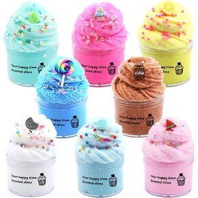 8 Pack Cloud Slime Kits, Soft and Non-Sticky Slime Kit Party Favors for Girls and Boys