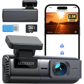 iZEEKER 2.5K Dash Cam WiFi Dash Camera for Cars, Mini Car Camera 1440P Front Dashcams with App, Free 32GB Card, Night Vision, WDR, G-Sensor, Loop Recording, 24H Parking Mode Supports