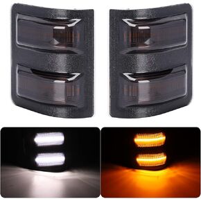 OGATOO Smoked Mirror Lights, Amber/White Running Turn Signal Side Indicator Marker Towing Lens Compatible with 2008-2016 Ford F250 F350 F450 F550 Super Duty Factory Towing Mirror Models ONLY(2 Pcs)