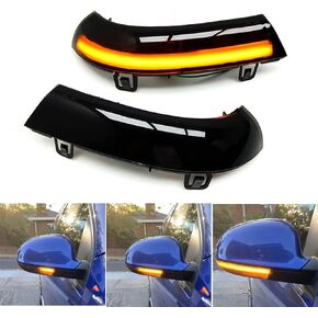 Sequential LED Side Mirror Lights Turn Signal Smoked Lens Compatible with Ford Kuga Escape Ecosport 2013-2018,C-Max 2013-2017,Focus 2012-2018 SE ST RS,Amber