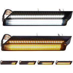 Partsam 2pcs Sequential Switchback LED Side Mirror Turn Signal Running Lights Smoked Lens Compatible with F150 Expedition Raptor Lincoln Mark LT Amber Flowing led Lights