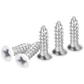 DTGN 100Pcs ST2x8mm Flat Head Wood Screws, 304 Stainless Steel White Phillips Self Tapping Screws - Good for Woodworking, Furniture - White