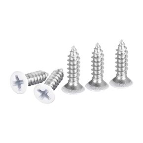100 قطعة من مسامير الخشب ذات الرأس المسطح ST2x8mm من DTGN، 304 براغي فيليبس بيضاء من الفولاذ المقاوم للصدأ - جيدة للأعمال الخشبية والأثاث - أبيض in Kuwait