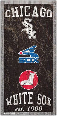 لافتة تراث شيكاغو وايت سوكس من Fan Creations MLB Chicago White Sox للجنسين، لون الفريق، 6 × 12 in Saudi Arabia