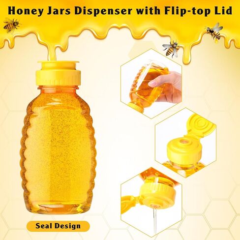 Didaey 48 Pcs 8.5 oz Plastic Honey Bottles Clear Honey Jars Honey Dispenser with Lids Caps Honey Containers Leak Resistant Empty Refillable Honey Squeeze Bottle for Maple Syrup, Storing and Dispensing in Saudi Arabia