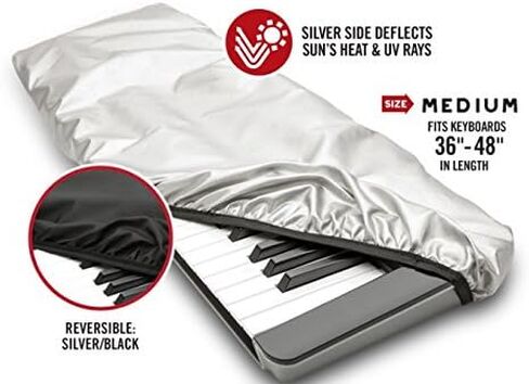 Maloney StageGear Piano Keyboard Dust Cover for 61 Key Keyboards - Reversible Black Nylon Keeps it Free from Dust, Dirt, & Moisture; Silver Reflective Material Protects from Sun - Medium Case (90878) in Saudi Arabia