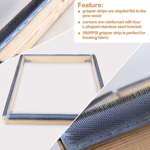 ICZW Gripper Strip Frame Punch Needle Frame Rug Hooking with Frame Cover 15.7" x 15.7" (Gray) in Saudi Arabia