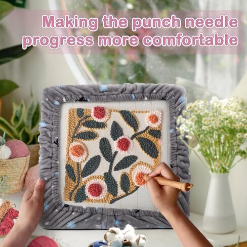 ICZW Gripper Strip Frame Punch Needle Frame Rug Hooking with Frame Cover 15.7" x 15.7" (Gray) in Saudi Arabia