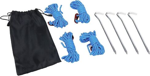 Nicerity Blue Outdoor Guy Lines Tent Cords حبل تخييم خفيف الوزن مع حقيبة شد قابلة للتعديل من الألومنيوم مع خطاف، سمك 4 مم، طول 4 أمتار، مجموعة واحدة in Saudi Arabia