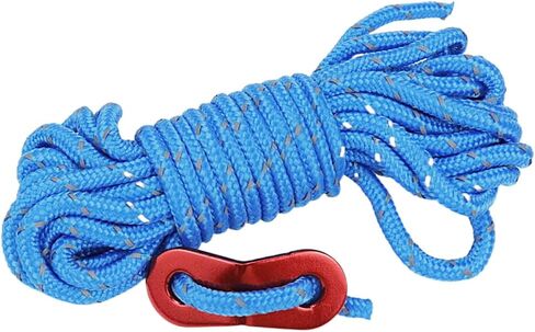 Nicerity Blue Outdoor Guy Lines Tent Cords حبل تخييم خفيف الوزن مع حقيبة شد قابلة للتعديل من الألومنيوم مع خطاف، سمك 4 مم، طول 4 أمتار، مجموعة واحدة in Saudi Arabia