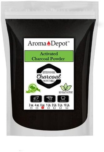 Aroma Depot 1 lb. Coconut Activated Charcoal Powder - Supports Health, Vegan, Non-GMO, No Additives, Food Grade, Teeth Whitening Powder, Charcoal for Facial Scrub, and Soap Making. (1 lb.) in Saudi Arabia