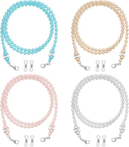 DIVINA VITAE 4 Pcs Pearl Glasses Chain Eye Glasses Holders Around Neck Beaded Eyeglass Chain Cord for Women Stylish Glasses Strap String Sunglasses Lanyard Chains in Saudi Arabia