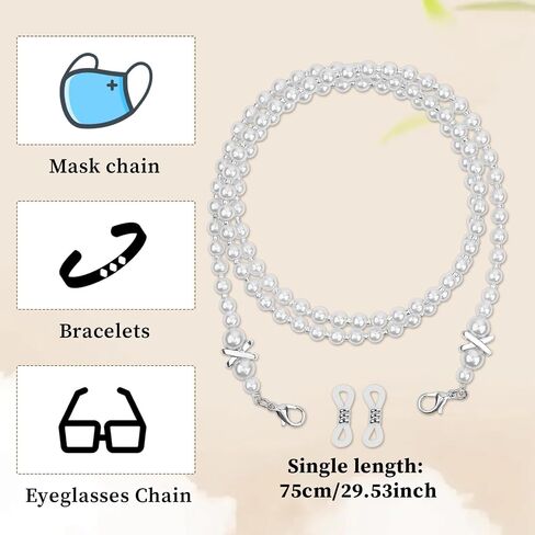 DIVINA VITAE 4 Pcs Pearl Glasses Chain Eye Glasses Holders Around Neck Beaded Eyeglass Chain Cord for Women Stylish Glasses Strap String Sunglasses Lanyard Chains in Saudi Arabia