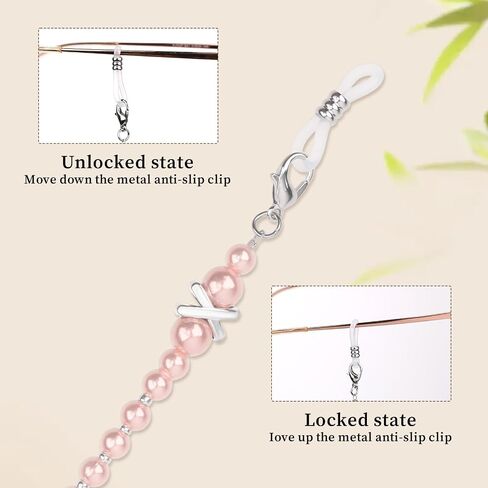 DIVINA VITAE 4 Pcs Pearl Glasses Chain Eye Glasses Holders Around Neck Beaded Eyeglass Chain Cord for Women Stylish Glasses Strap String Sunglasses Lanyard Chains in Saudi Arabia