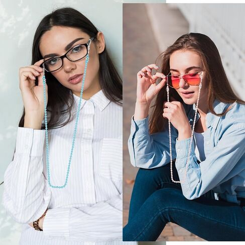 DIVINA VITAE 4 Pcs Pearl Glasses Chain Eye Glasses Holders Around Neck Beaded Eyeglass Chain Cord for Women Stylish Glasses Strap String Sunglasses Lanyard Chains in Saudi Arabia