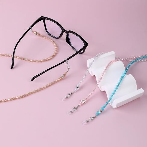 DIVINA VITAE 4 Pcs Pearl Glasses Chain Eye Glasses Holders Around Neck Beaded Eyeglass Chain Cord for Women Stylish Glasses Strap String Sunglasses Lanyard Chains in Saudi Arabia