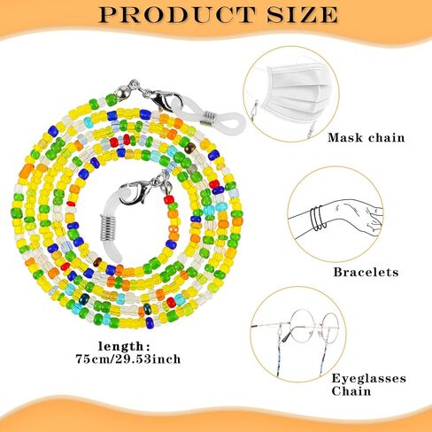 Mabor 8Pcs Beaded Eyeglass Chain Eye Glass Chain Around Neck Beaded Glasses Lanyard for Girls Reading Glasses Neck Strap Sunglass Mask Holders with Eyeglass Loop for Women Men in Saudi Arabia