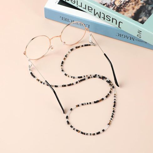 Mabor 8Pcs Beaded Eyeglass Chain Eye Glass Chain Around Neck Beaded Glasses Lanyard for Girls Reading Glasses Neck Strap Sunglass Mask Holders with Eyeglass Loop for Women Men in Saudi Arabia
