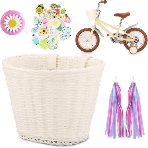 Bike Basket Front for Kids Small Accessories Girls Streamers Black Electric Mini Bicycle Cruisers Scooter Cycling Boys 24 Inch Bikes Handlebar with Sticker Bells Purple Wicker in Saudi Arabia
