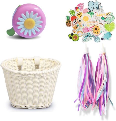 Bike Basket Front for Kids Small Accessories Girls Streamers Black Electric Mini Bicycle Cruisers Scooter Cycling Boys 24 Inch Bikes Handlebar with Sticker Bells Purple Wicker in Saudi Arabia