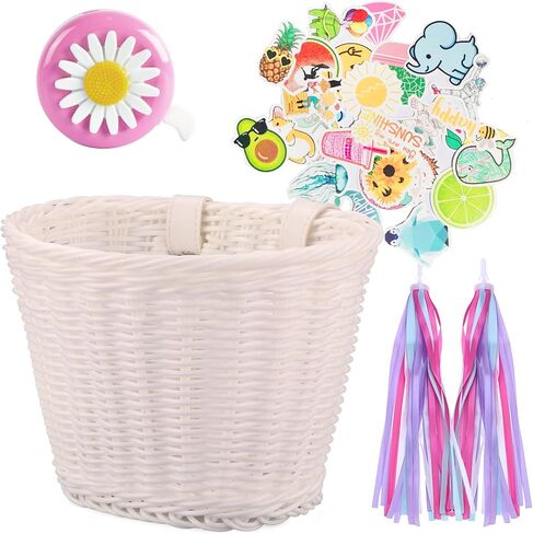 Bike Basket Front for Kids Small Accessories Girls Streamers Black Electric Mini Bicycle Cruisers Scooter Cycling Boys 24 Inch Bikes Handlebar with Sticker Bells Purple Wicker in Saudi Arabia