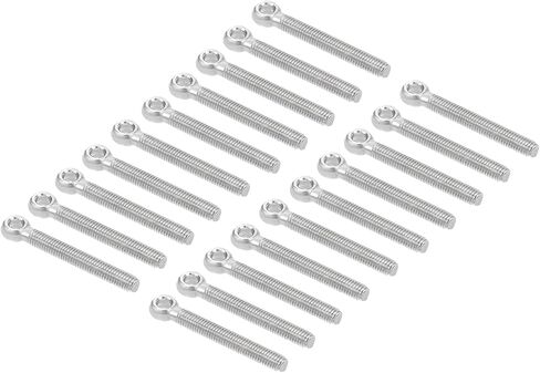 20 قطعة من مسامير العين من M METERXITY - 304 مسامير عين ملولبة من الفولاذ المقاوم للصدأ، مسمار عين على الكتف، مضاد للمقاومة، يمكن وضعه للتعليق (M5 × 40 مم، لون فضي) in Kuwait