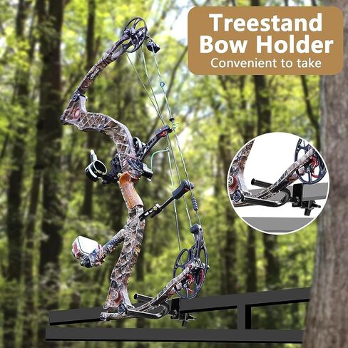 codree Tree Stand Bow Holder- 12 Teeth Adjustable Hunting Bow Holder- Easy Installation Treestand Bow Rest for Hunting Accessory in Saudi Arabia