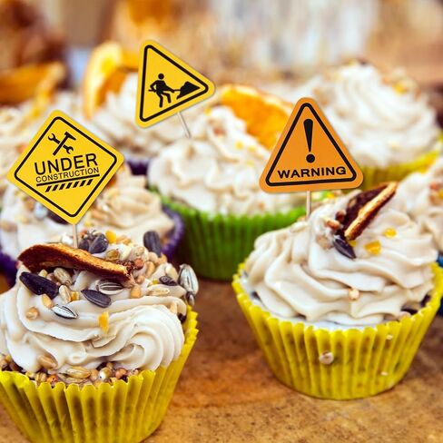 Whaline 200Pcs Construction Party Supplies 50Pcs Plastic Shovel Shape Novelty Spoons 50Pcs Cake Desserts Cups 50Pcs Construction Cupcake Toppers Stickers for Construction Themed Birthday Party in Saudi Arabia