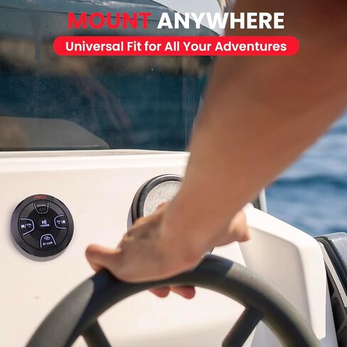Pyle Marine Bluetooth Receiver Microphone Kit - Waterproof Audio Entertainment System Set w/ 2-Channel Wireless BT Controller, Handheld Broadcasting Mic - Car, Truck, ATV, UTV, 4x4, Boat in Saudi Arabia