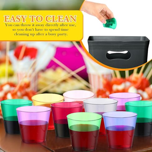 Tioncy 500 Pack Colored Disposable Plastic Cups Neon Plastic Shot Glasses 1 OZ Tasting Cups Mini Cups Shot Glasses Party Shot Cups for Wine, Condiments, Sauce, Birthday, 10 Colors in Saudi Arabia
