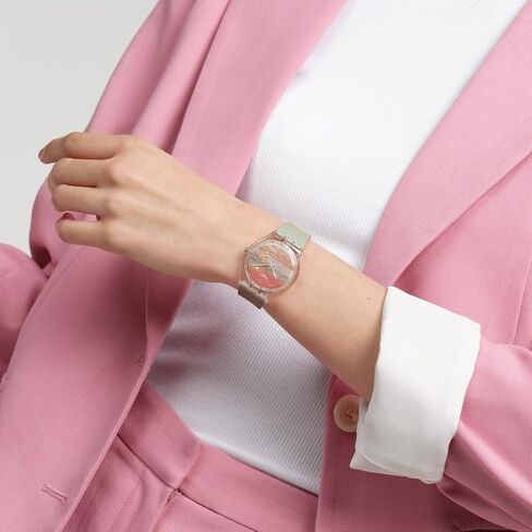 Swatch Unisex Casual Bioceramic Watch Pink Art Journey Turner's Scarlet Sunset in Saudi Arabia