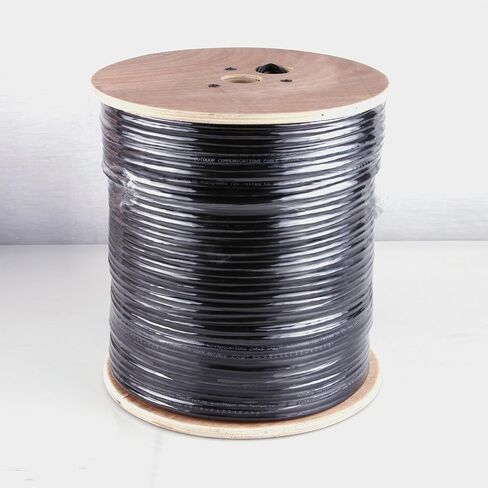 Five Star Cable Cat6 Outdoor 1000 Ft. 23AWG Double Jackets Direct Burial Underground Weather Waterproof UTP Ethernet Router Bulk Cable - Black in Saudi Arabia
