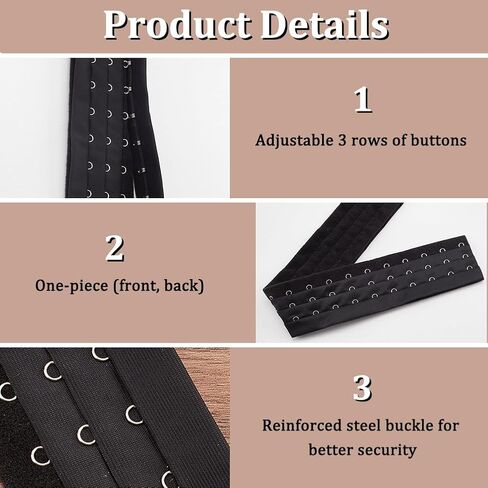 WADORN 2 Colors Hook and Eye Trim Tape, Total 4.5 Yards Pair Three Row Hook and Eye Tape Trim with Silver Hardware Bra Extender for Sewing Quilting Corset Bra Dress Dance Bridal Costumes, Black+White in Saudi Arabia
