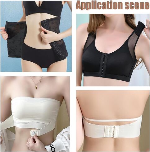 WADORN 2 Colors Hook and Eye Trim Tape, Total 4.5 Yards Pair Three Row Hook and Eye Tape Trim with Silver Hardware Bra Extender for Sewing Quilting Corset Bra Dress Dance Bridal Costumes, Black+White in Saudi Arabia