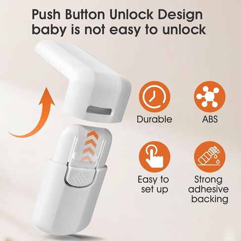 Child Safety Locks (6 Pack), Baby Safety Cabinet Locks, Baby Proofing Cabinet Latches for Drawers, Fridge, Dishwasher, Toilet Seat, Cupboard, Oven,Trash Can, No Tools Need (White) in Saudi Arabia