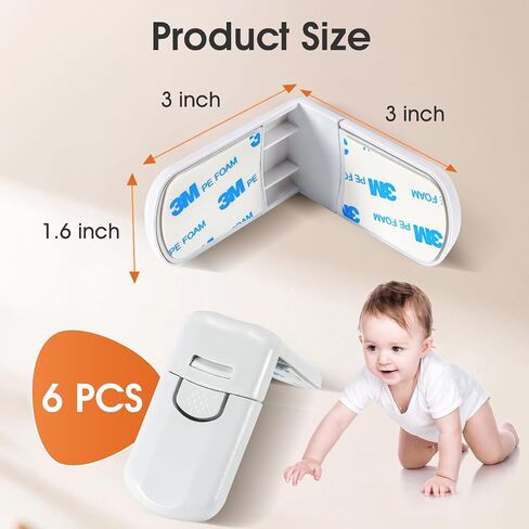 Child Safety Locks (6 Pack), Baby Safety Cabinet Locks, Baby Proofing Cabinet Latches for Drawers, Fridge, Dishwasher, Toilet Seat, Cupboard, Oven,Trash Can, No Tools Need (White) in Saudi Arabia