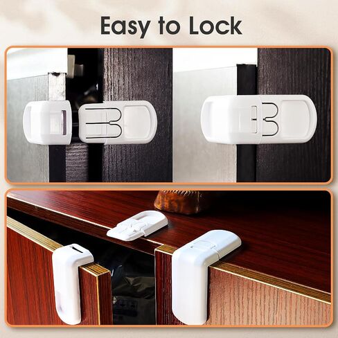 Child Safety Locks (6 Pack), Baby Safety Cabinet Locks, Baby Proofing Cabinet Latches for Drawers, Fridge, Dishwasher, Toilet Seat, Cupboard, Oven,Trash Can, No Tools Need (White) in Saudi Arabia