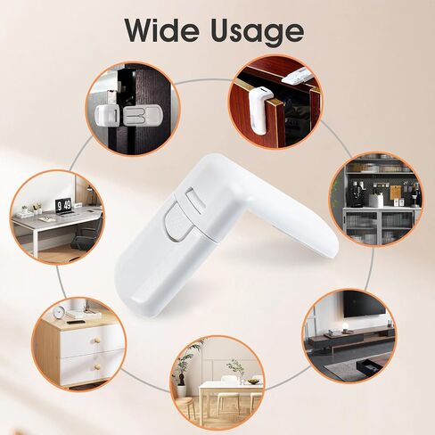 Child Safety Locks (6 Pack), Baby Safety Cabinet Locks, Baby Proofing Cabinet Latches for Drawers, Fridge, Dishwasher, Toilet Seat, Cupboard, Oven,Trash Can, No Tools Need (White) in Saudi Arabia