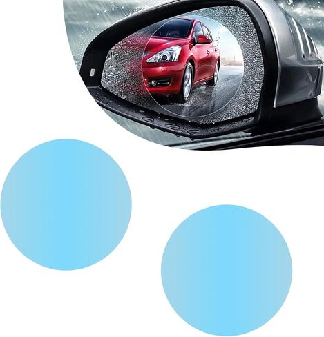 Tesnaao 2 PCS Car Rearview Mirror Rainproof Film, 3.93" x 5.7" PET Oval Anti-fog Anti-glare Reversing Mirror Reflective Film, Lotus Leaf Water-repellent Effect Accessory, for Cars (Transparent) in Saudi Arabia