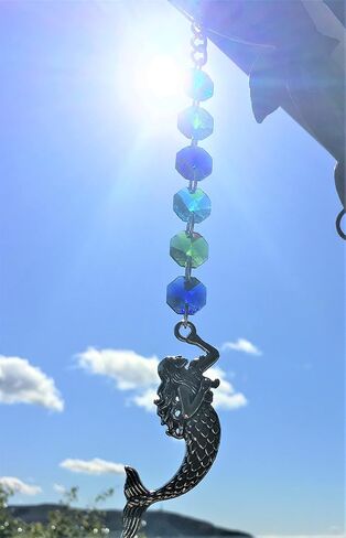Mystic Celt Treaasures- MERMAID SUNCATCHER - 10" Mermaid Car Charm, Handmade USA, Gift Wrapped, Mermaid Home Decor, Rear View Mirror Decoration, Mermaid Gift in Saudi Arabia