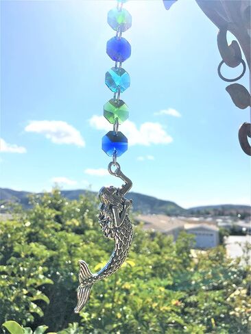Mystic Celt Treaasures- MERMAID SUNCATCHER - 10" Mermaid Car Charm, Handmade USA, Gift Wrapped, Mermaid Home Decor, Rear View Mirror Decoration, Mermaid Gift in Saudi Arabia