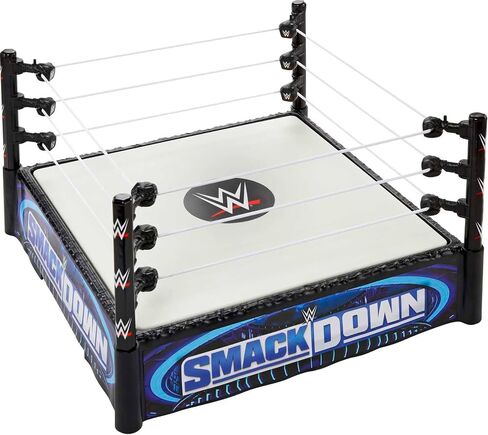 مجموعة لعب Mattel WWE Superstar Ring مع سجادة زنبركية و4 ملصقات لمئزر الأحداث وحبال التوتر الاحترافية، 35.56 سم in Kuwait